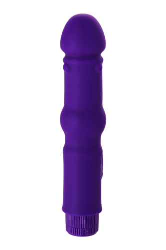 Фиолетовый вибратор с утолщением посередине и клиторальным зайчиком - 18 см. фото 6