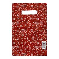 Красный подарочный новогодний пакет с вырубной ручкой (20х30 см)
