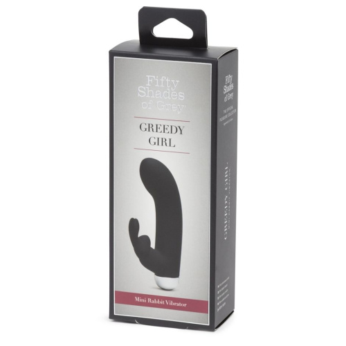 Черный вибратор с клиторальным отростком Greedy Girl Mini Rabbit Vibrator - 14 см. фото 5