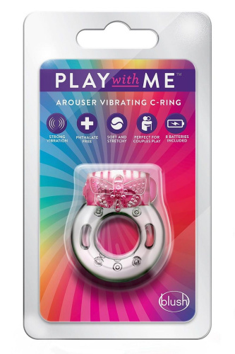 Розовое эрекционное виброкольцо Arouser Vibrating C-Ring фото 3