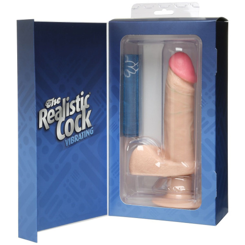 Вибромассажер-реалистик телесного цвета на присоске The Realistic Cock Vibrating 6” - 21,6 см. фото 2