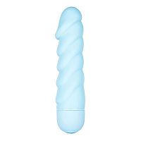 Голубой вибратор со спиралевидным рельефом SEE YOU FLEXIBLE - 15 см.