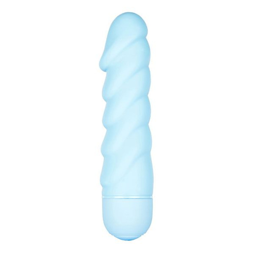 Голубой вибратор со спиралевидным рельефом SEE YOU FLEXIBLE - 15 см.