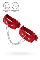 Красные кожаные узкие оковы со скруглёнными углами