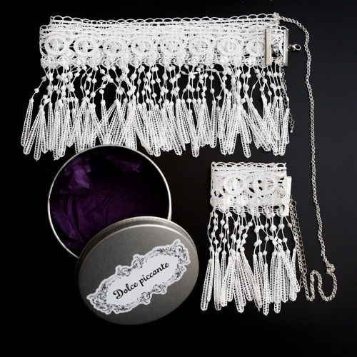 Кружевное белое колье на тело Сarnevale фото 2