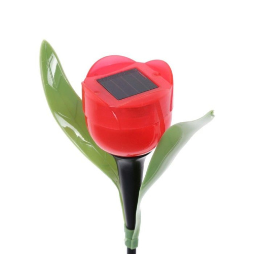 Садовый светильник на солнечной батарее «Тюльпан красный» фото 5