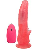 Розовый вибратор-реалистик с проводным пультом - 18,5 см. Розовый вибратор-реалистик с проводным пультом - 18,5 см.