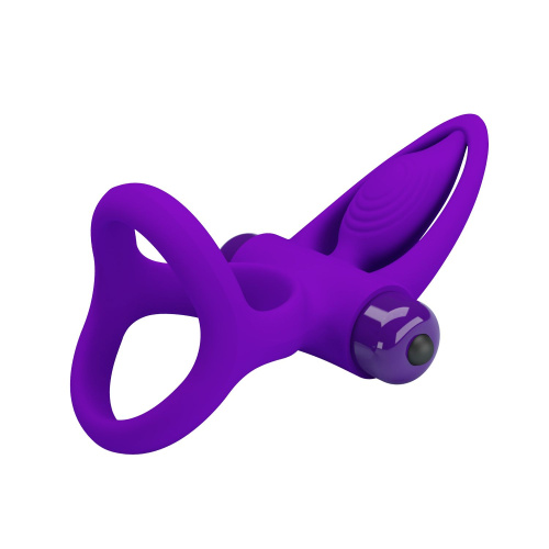 Фиолетовое эрекционное кольцо с 10 режимами вибрации и подхватом мошонки фото 5