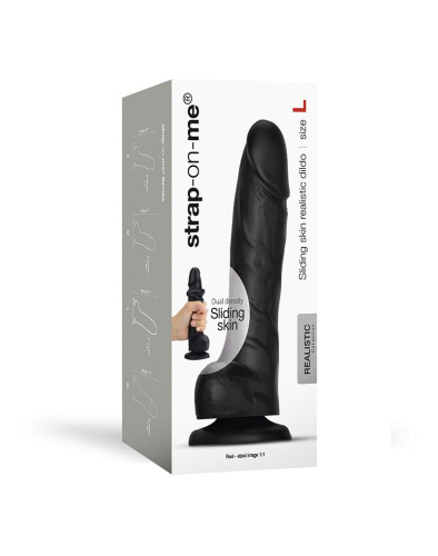 Черный фаллоимитатор Strap-On-Me Sliding Skin Realistic Dildo size L фото 3