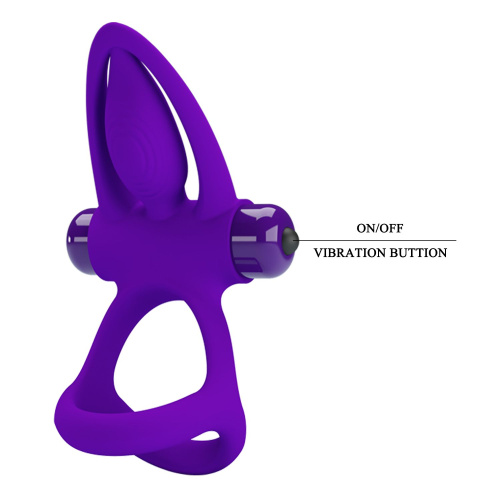 Фиолетовое эрекционное кольцо с 10 режимами вибрации и подхватом мошонки фото 7
