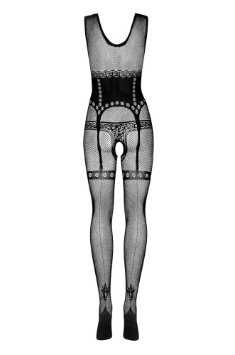 Комбинезон-сетка с имитацией бюстье, трусиков и чулок фото 6
