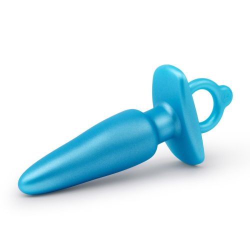 Голубая анальная пробка с кольцом Sleek Tapered Silicone Plug - 15 см. фото 5