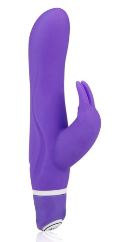 Фиолетовый силиконовый вибратор со стимулятором клитора - 21 см. Фиолетовый силиконовый вибратор со стимулятором клитора - 21 см.