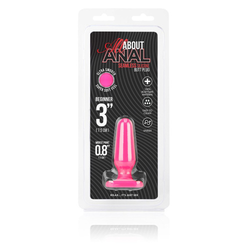 Розовый анальный плаг из силикона Seamless Silicone Butt Plug - 7,5 см. фото 3