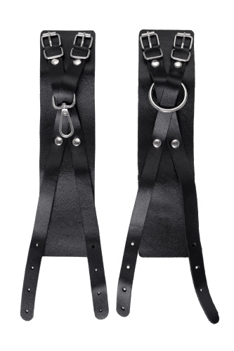 Черные кожаные оковы с двумя перекрёстными ремешками фото 5 Черные кожаные оковы с двумя перекрёстными ремешками фото 5