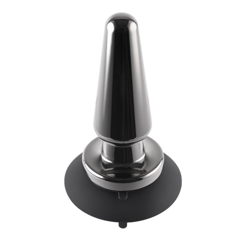 Черная анальная вибропробка Advanced Metal Plug - 13,8 см. фото 2