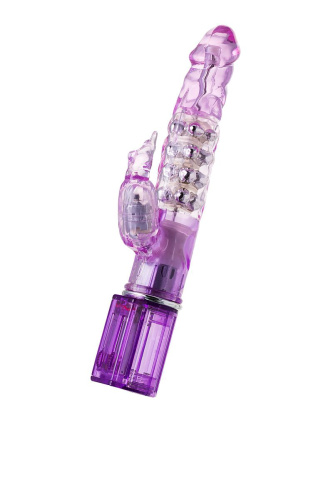 Фиолетовый хай-тек вибратор High-Tech fantasy с бусинами и отростком - 27,2 см. фото 2