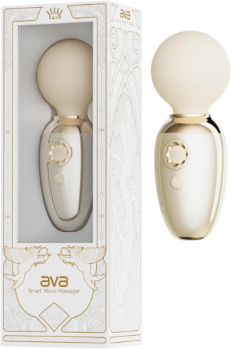 Бежевый мини-вибратор с функцией нагрева Ava фото 5