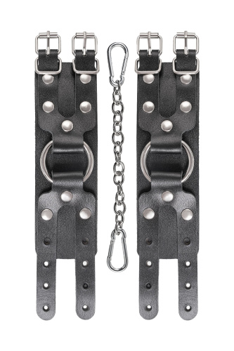 Черные кожаные наручники-браслеты с двумя ремешками фото 6 Черные кожаные наручники-браслеты с двумя ремешками фото 6