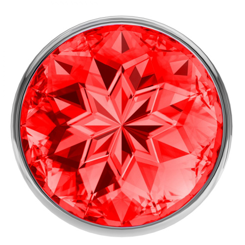 Малая серебристая анальная пробка Diamond Red Sparkle Small с красным кристаллом - 7 см. фото 3