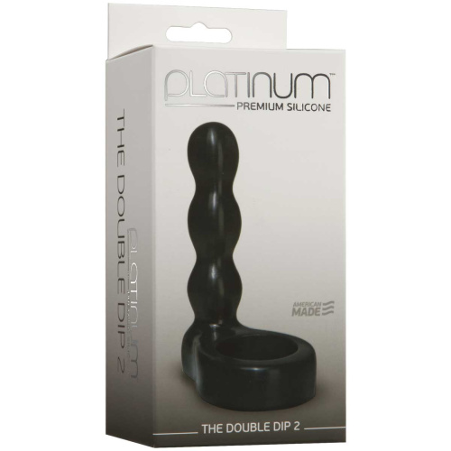 Черный анальный стимулятор с силиконовым кольцом Platinum Premium Silicone - The Double Dip 2 - Black фото 2