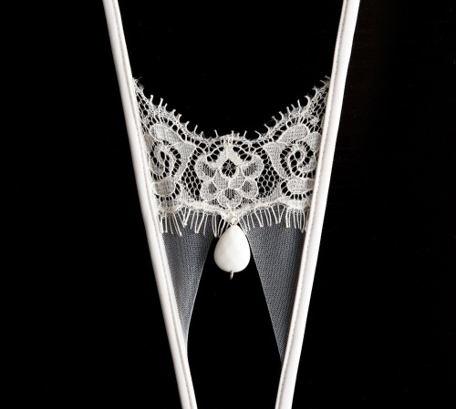 Открытые кружевные трусики Goccia с крупной бусиной фото 2