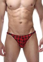 Мужские трусы-тонги в крупный красный горох Мужские трусы-тонги в крупный красный горох
