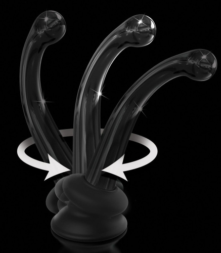 Черный стеклянный фаллоимитатор Icicles №87 с силиконовой присоской - 15,5 см. фото 5