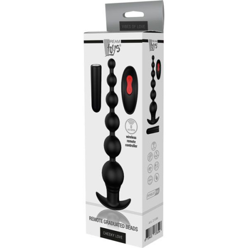 Черный анальный вибромассажер REMOTE GRADUATING BEADS - 20,7 см. фото 2
