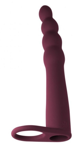 Бордовая вибронасадка для двойного проникновения Bramble - 16,5 см. фото 3