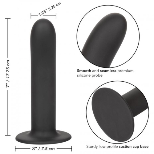 Черный силиконовый анальный стимулятор 7” Smooth Probe - 17,75 см. фото 2