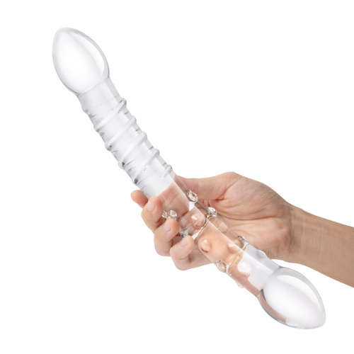 Двусторонний стеклянный фаллоимитатор 12’’ Girthy Double Trouble Glass Dildo - 30 см. фото 4
