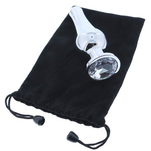 Серебристая анальная пробка с кристаллом Silver Pleasure Plug S - 9 см. фото 4