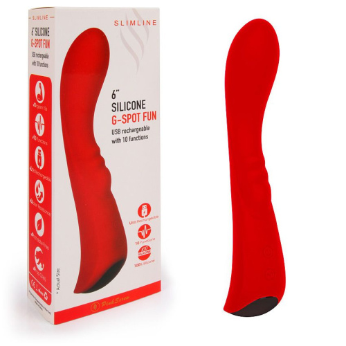 Красный вибромассажер 6  Silicone G-Spot Fun - 19,1 см. фото 2