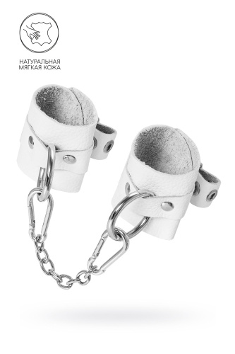 Белые мягкие кожаные наручники с люверсами Белые мягкие кожаные наручники с люверсами