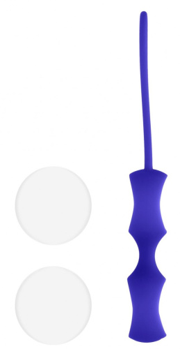 Белые стеклянные вагинальные шарики Ben Wa Medium в синей оболочке фото 5