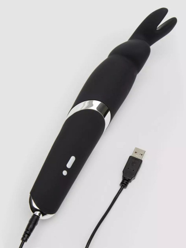 Черный вибратор Rabbit Rechargeable Wand Vibrator - 26,7 см. фото 5