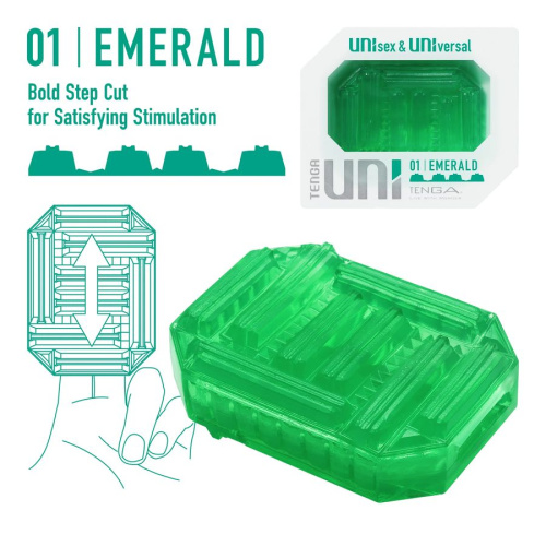 Зеленый мастурбатор-стимулятор Tenga Uni Emerald фото 5