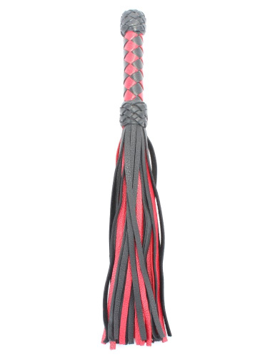 Черно-красная плеть с плетеной ручкой с ромбовидным узором - 45 см. фото 2
