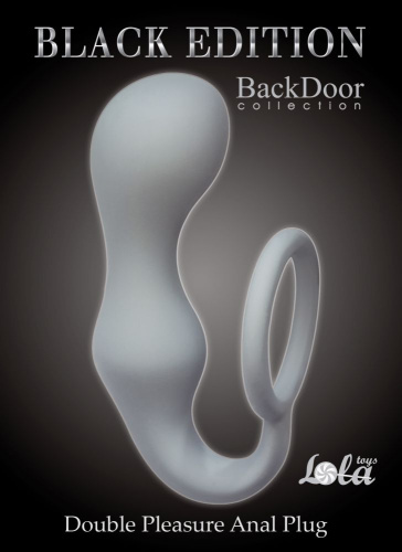 Серое эрекционное кольцо с анальной пробкой Double Pleasure Anal Plug фото 2