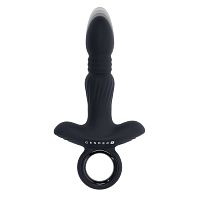 Черный анальный вибростимулятор с поступательными движениями Slayer - 20 см.