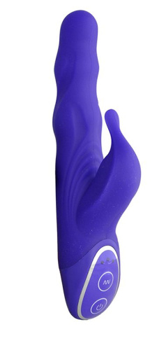 Фиолетовый вибромассажер с клиторальным стимулятором - 19 см. фото 3