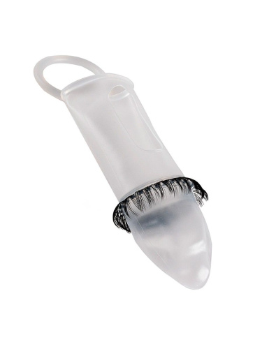 Закрытая насадка на пенис с подхватом мошонки и стимулирующими «ресничками» фото 3