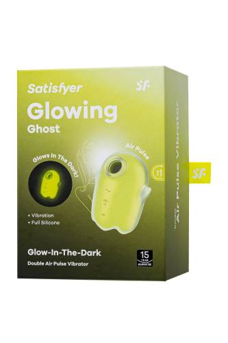 Желтый люминесцентный вакуум-волновой стимулятор клитора Glowing Ghost фото 5