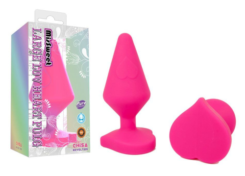 Розовая коническая анальная пробка с сердечком-ограничителем - 10 см. фото 2