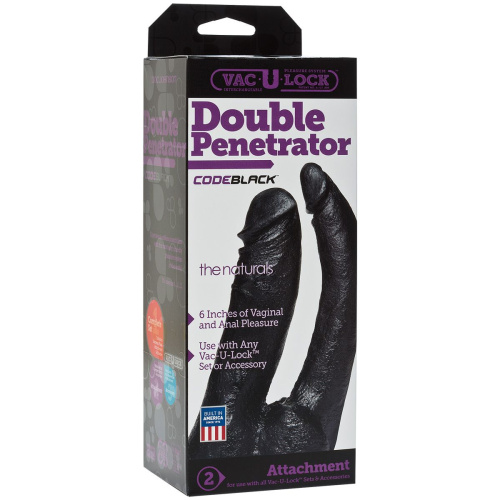 Черная насадка-фаллоимитатор для двойной стимуляции Double Penetrator - 16 см. фото 2