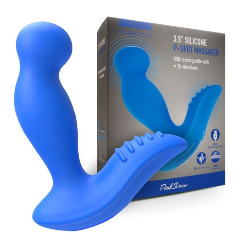 Синий вибромассажер простаты 3,5’’ P-spot Massager - 12,5 см. фото 2