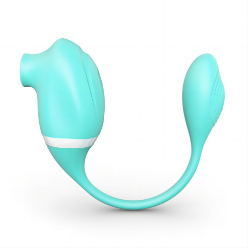 Мятный вакуумный вибростимулятор Tadpole Vibrating Dual Stimulation с виброхвостиком фото 3