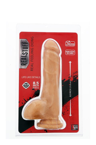 Телесный фаллоимитатор на присоске REALSTUFF REAL FEELING DONG 8.5INCH - 21,6 см. фото 2