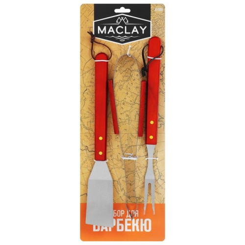 Набор для барбекю Maclay: лопатка, щипцы и вилка фото 8